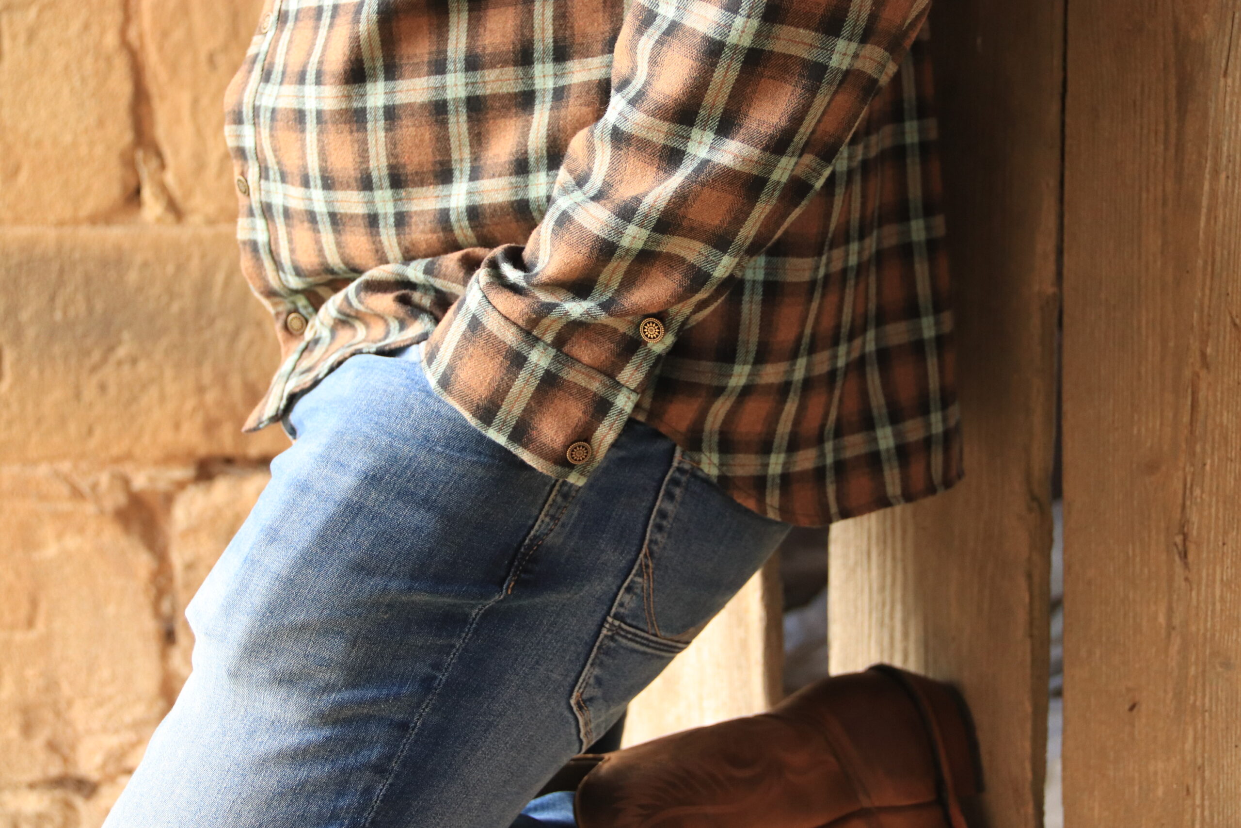 Chemise décontractée rayée à carreaux Oxford pour homme - ECELEN - Slim